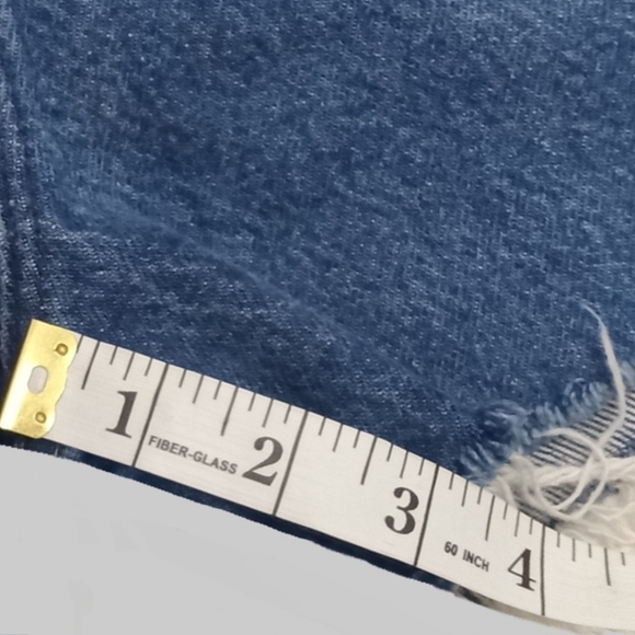 Wrangler Short Mini Vintage USA High Rise 7/8 Cut-off Mid Wash Blue Fray - Picture 8 of 9